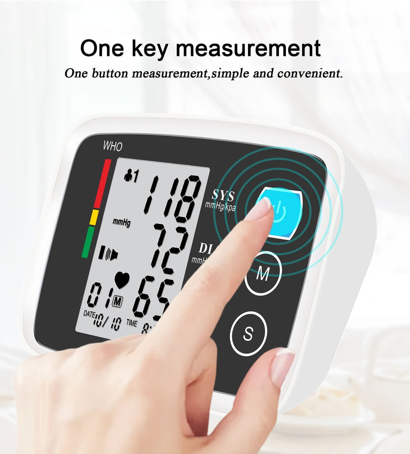 Automatic Upper Arm Blood Pressure Monitor for Adults with Arrhythmia Indicator, Large LED Display, Adjustable Cuff (8.7"-15.7"), Memory Function - Battery Operated (4xAAA Not Included) - CK-A155