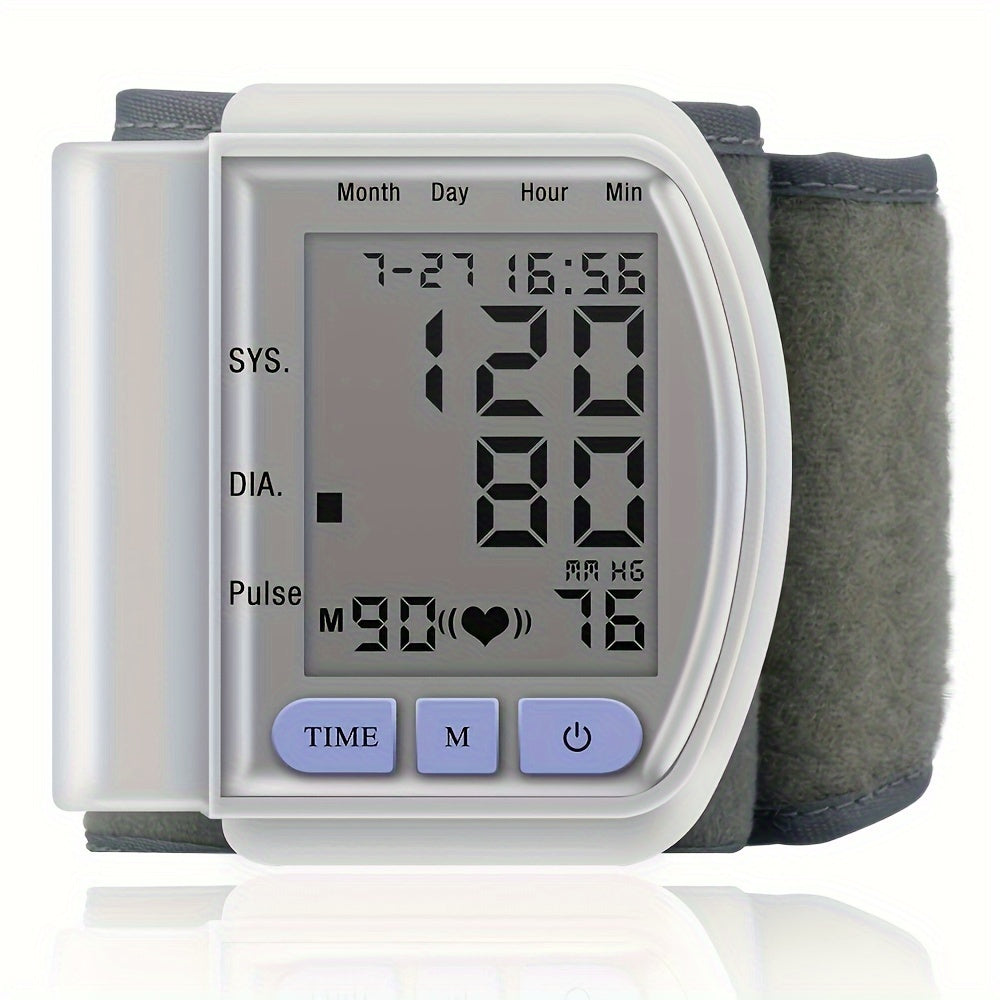 Automatic Digital Wrist Blood Pressure Monitor with Large LCD Display and Adjustable Cuff - Suitable for Adult Use, Battery Operated, 36V or Below, No Batteries Included