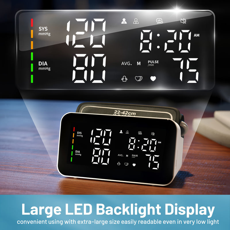 Oklar Blood Pressure Monitor BP Monitor LED Display Blood Pressure Cuff Machine Voice Broadcasting Digital Blood Pressure Monitor Includes Charging Cord