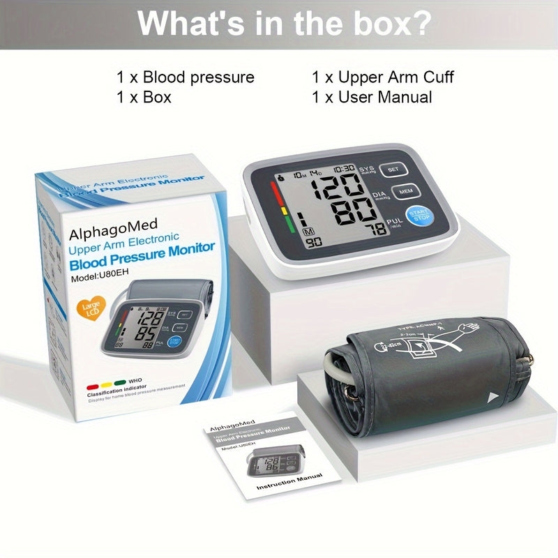 1pc Home Blood Pressure Monitor, Automatic Upper Arm Cuff Digital Blood Pressure Machine With BP Cuff With 8.7-17 Inch Blood Pressure Cuff (Battery Not Included)