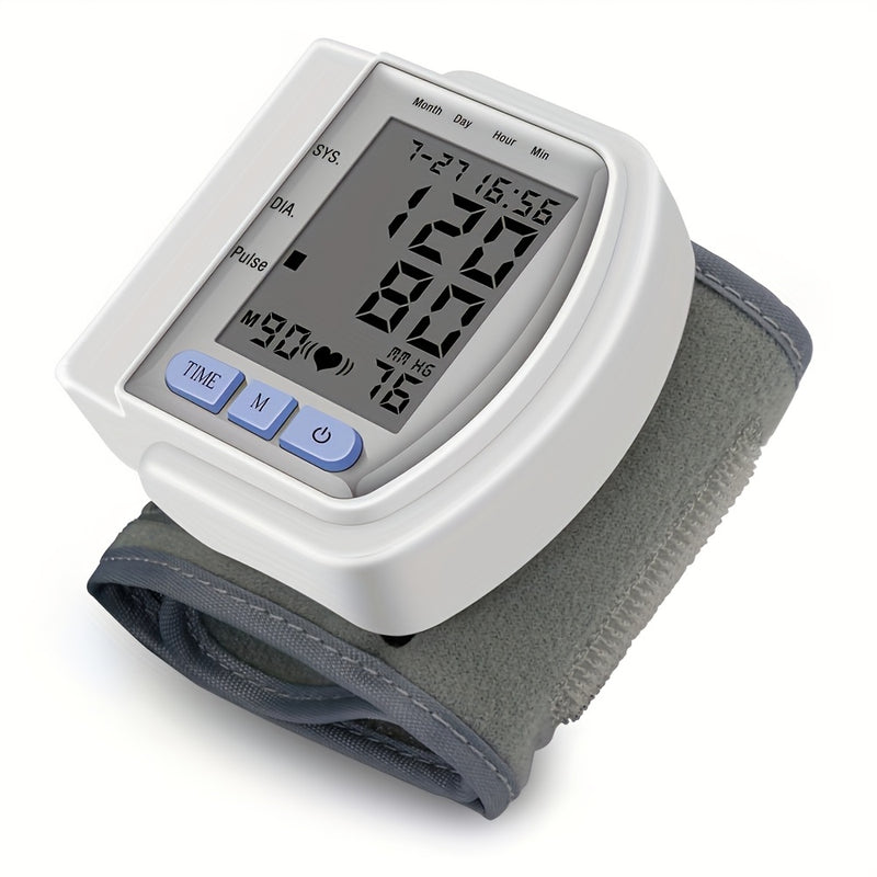 Automatic Blood Pressure Monitor Wrist Cuff with Large LCD Screen And Durable PP Storage Box - Adjustable Cuff, Pulse Rate Detection, Irregular Heartbeat Alert, Battery-Powered (Batteries Not Included), Safe for Adults, 36V O