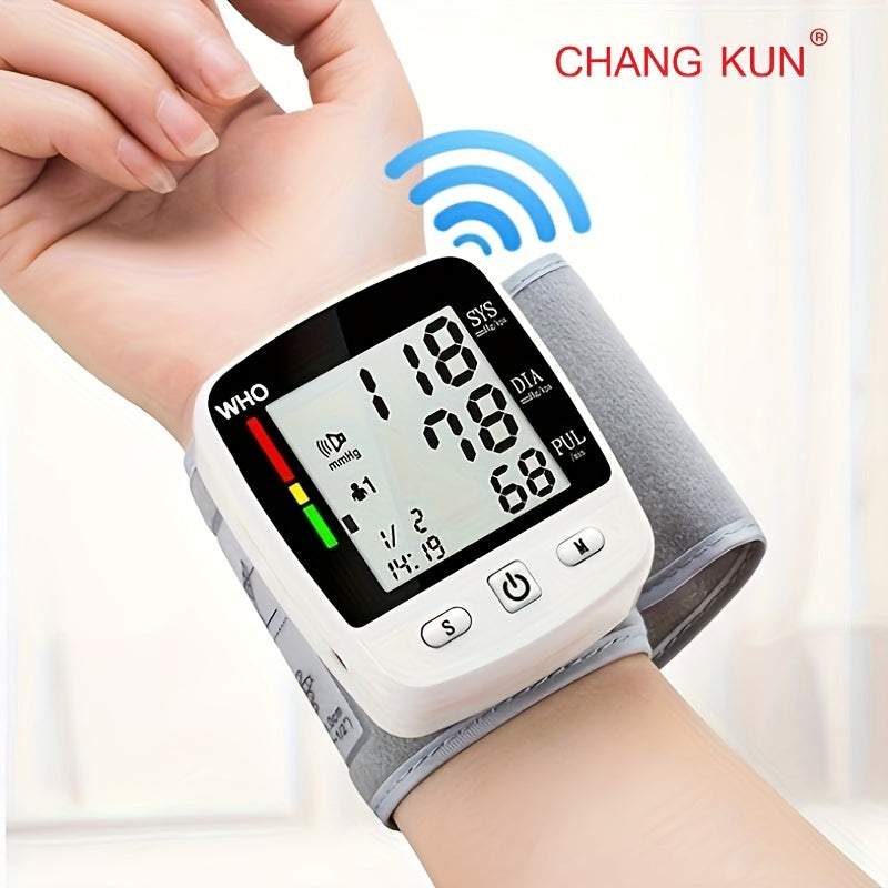 CHANGKUN Premium Wrist Blood Pressure Monitor, USB Rechargeable Automatic BP Wristband Digital Portable Adjustable Blood Pressure Monitoring, Voice Broadcast Heartbeat Reminder Large LCD Display