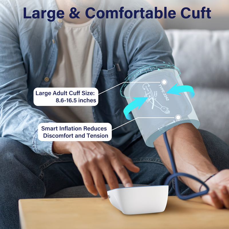 Blood Pressure Monitor For Home Use, Upper Arm Blood Pressure Monitors, BP Machine With 2x199 Reading Memory, Adjustable Arm Cuff 9"-16", Large Display With Light Storage Bag