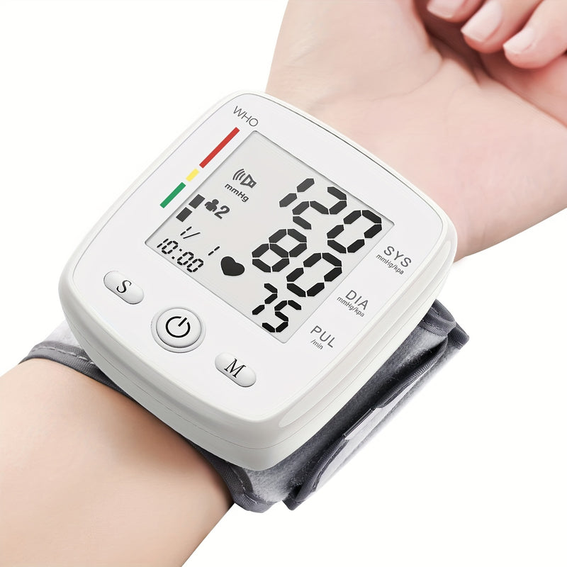 Wrist Blood Pressure Monitor Digital BP Monitor Rechargeable BP Machine With 2x99 Readings Memory Large LCD Display Voice Broadcast Portable Carrying