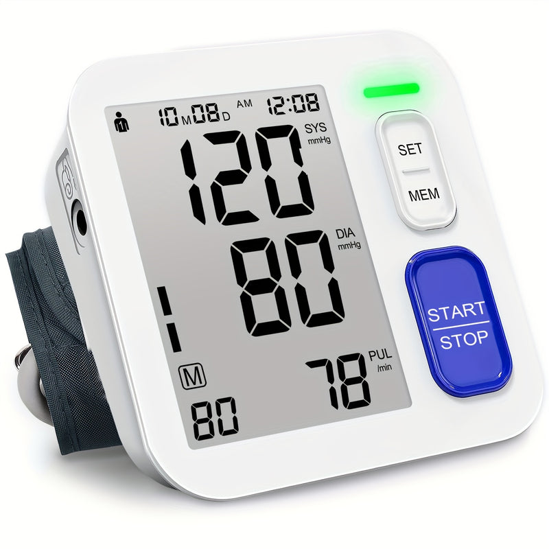 (Without Battery) Blood Pressure Monitor, Sphygmomanometer, Super Large Cuff Upper Arm, BP Cuff Automatic Upper Arm, With 8.66-16.54inch Wide Wide Cuff, 180 Sets Of Household Reading Memory, Indicator Light Prompt