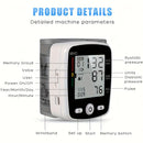 Wrist Blood Pressure Monitor Digital BP Monitor Rechargeable BP Machine With 2x99 Readings Memory Large LCD Display Voice Broadcast Portable Carrying