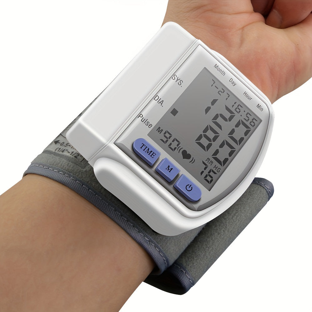 Automatic Digital Wrist Blood Pressure Monitor with Large LCD Display and Adjustable Cuff - Suitable for Adult Use, Battery Operated, 36V or Below, No Batteries Included