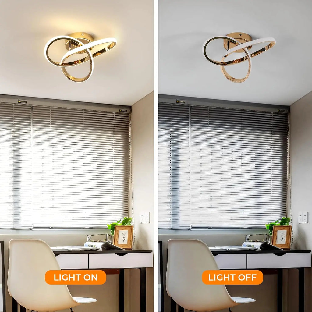 Modern LED Ceiling Light, Curved Design Ceiling Lamp for Bedroom, Living Room, Kitchen, Hallway