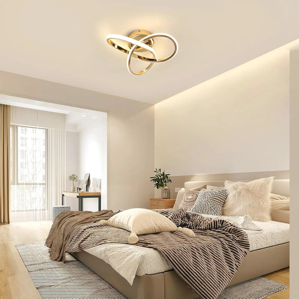 Modern LED Ceiling Light, Curved Design Ceiling Lamp for Bedroom, Living Room, Kitchen, Hallway