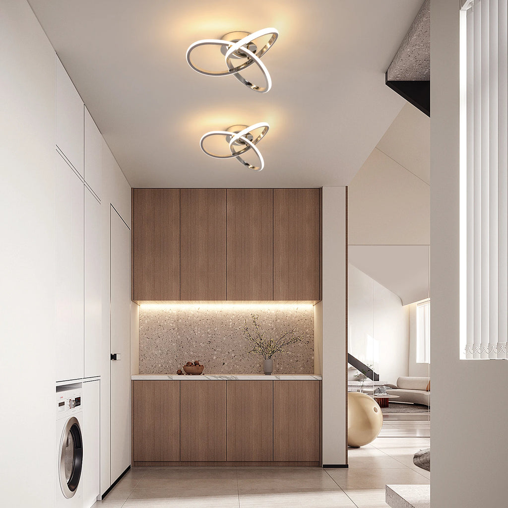 Modern LED Ceiling Light, Curved Design Ceiling Lamp for Bedroom, Living Room, Kitchen, Hallway