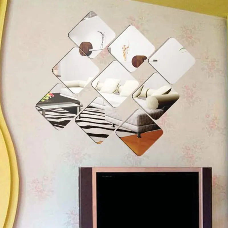 6 Pcs 20cm / 30cm Square Acrylic Mirror Wall Stickers Art Mural DIY Home Decoration For Living Room Bedroom Drawing Room