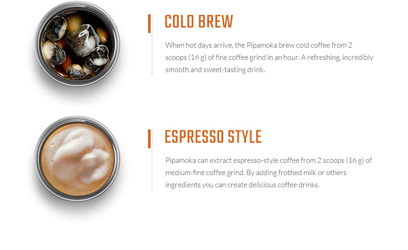 WACACO Pipamoka, All-in-one Vacuum Pressured Portable Coffee Maker, Insulated Travel Mug, Hand Powered and Pressure Brewer