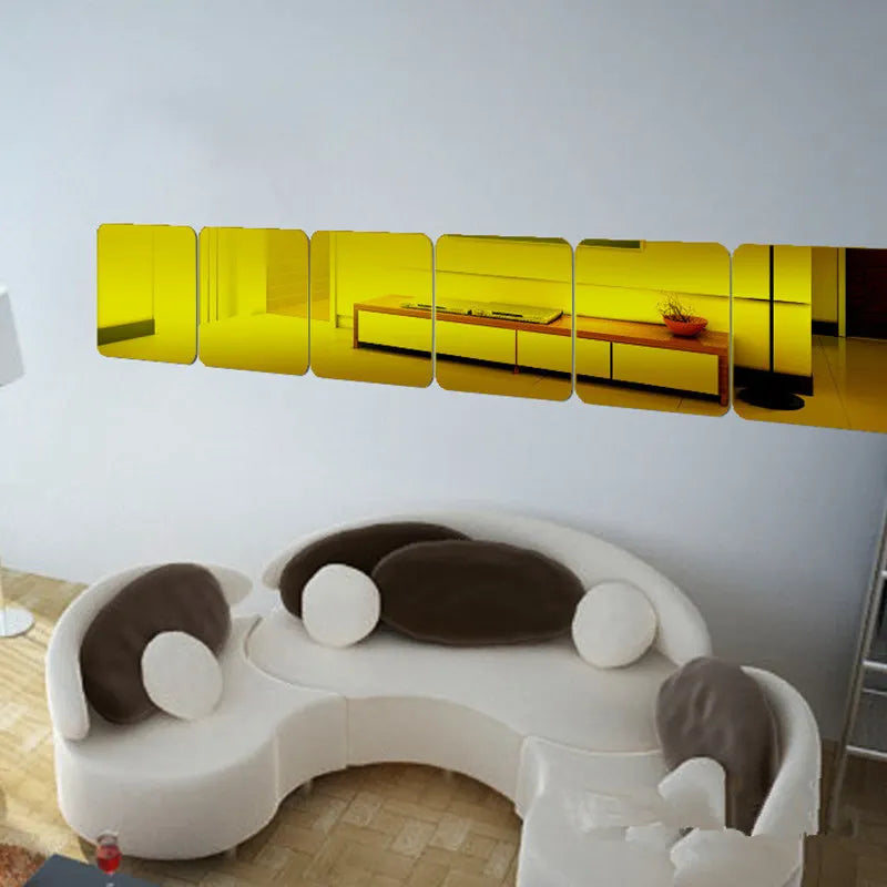 6 Pcs 20cm / 30cm Square Acrylic Mirror Wall Stickers Art Mural DIY Home Decoration For Living Room Bedroom Drawing Room