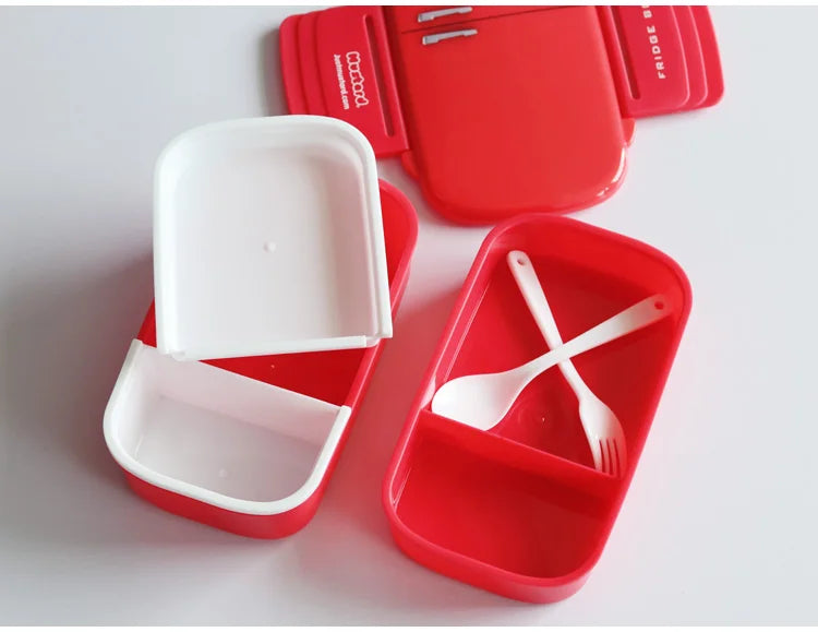 Japanese Bento Box Funny Lunch Box For Kids To School Double Layer Plastic Food Storage Container With Compartments BPA Free