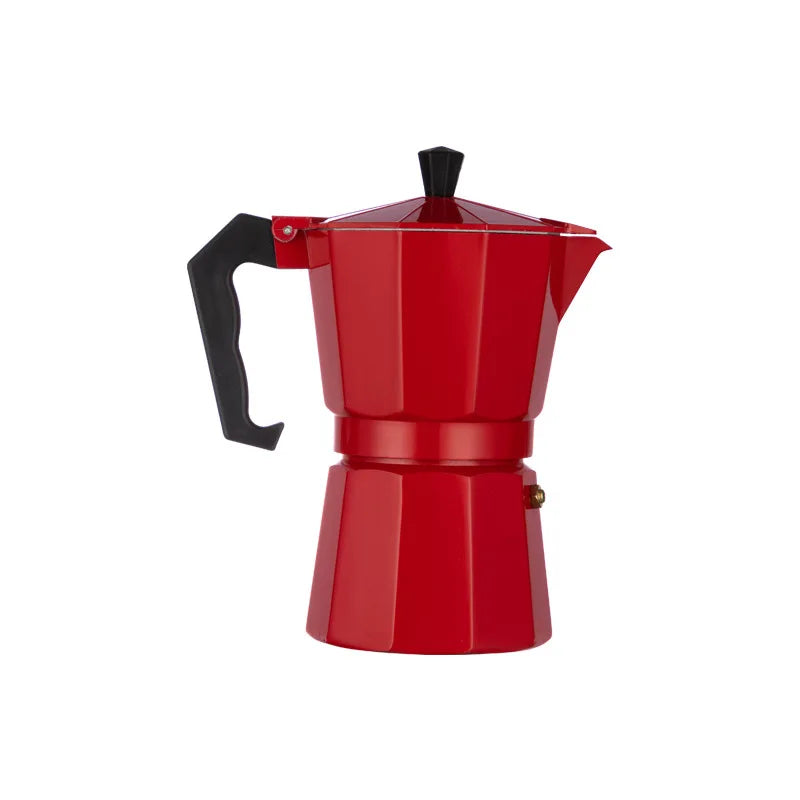 Coffee Maker Pot Aluminum Mocha Espresso Percolator Pot Coffee Kettle Cafetera Home Outdoor Stovetop Cafe Tools Sliver Red Black