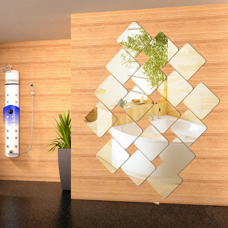 6 Pcs 20cm / 30cm Square Acrylic Mirror Wall Stickers Art Mural DIY Home Decoration For Living Room Bedroom Drawing Room