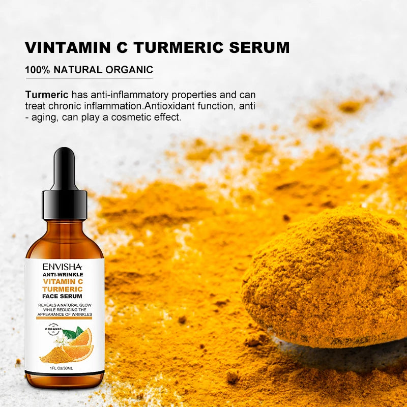 Vitamin C Turmeric Serum Facial Whitening Anti Aging Wrinkle Moisturizing Essence Face Korean Cosmetics Skin Care Shrink Pores