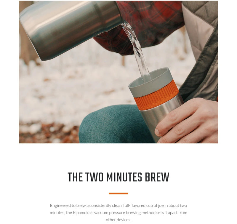 WACACO Pipamoka, All-in-one Vacuum Pressured Portable Coffee Maker, Insulated Travel Mug, Hand Powered and Pressure Brewer