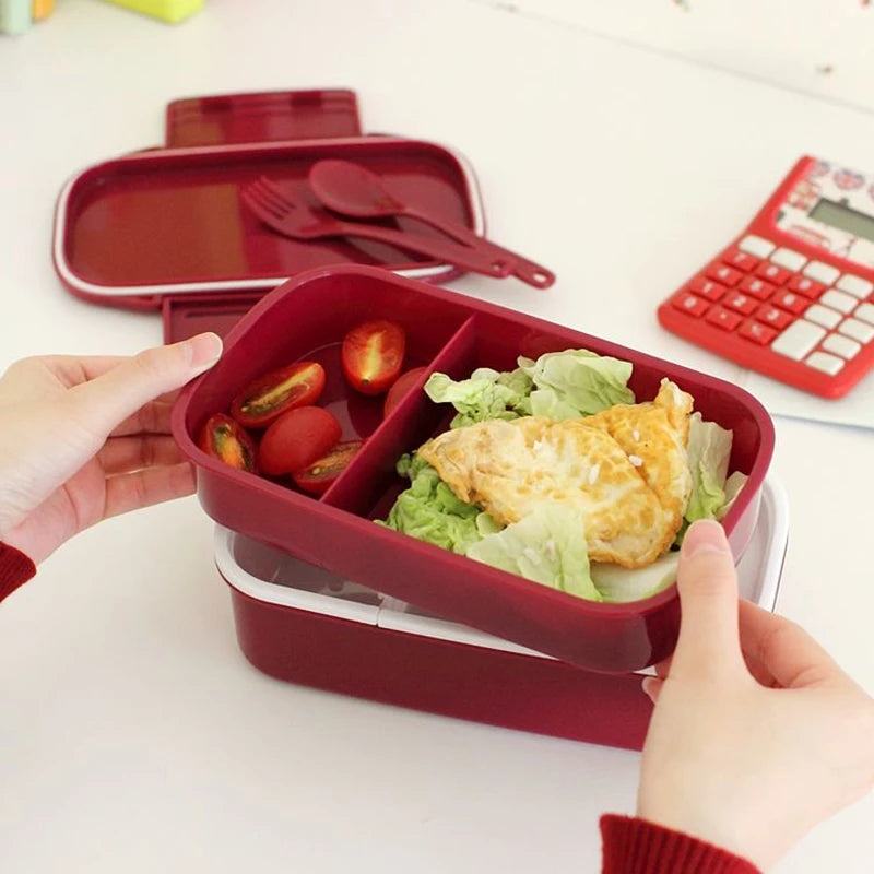 Japanese Bento Box Funny Lunch Box For Kids To School Double Layer Plastic Food Storage Container With Compartments BPA Free