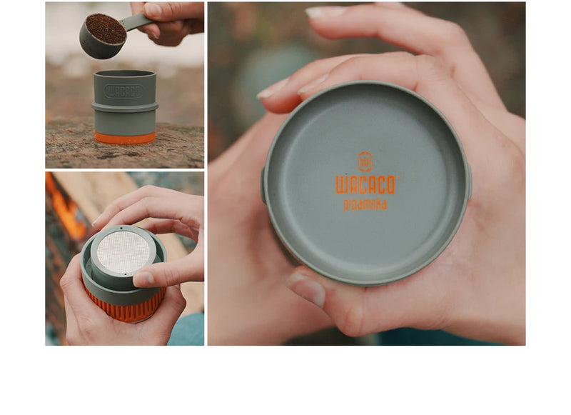 WACACO Pipamoka, All-in-one Vacuum Pressured Portable Coffee Maker, Insulated Travel Mug, Hand Powered and Pressure Brewer