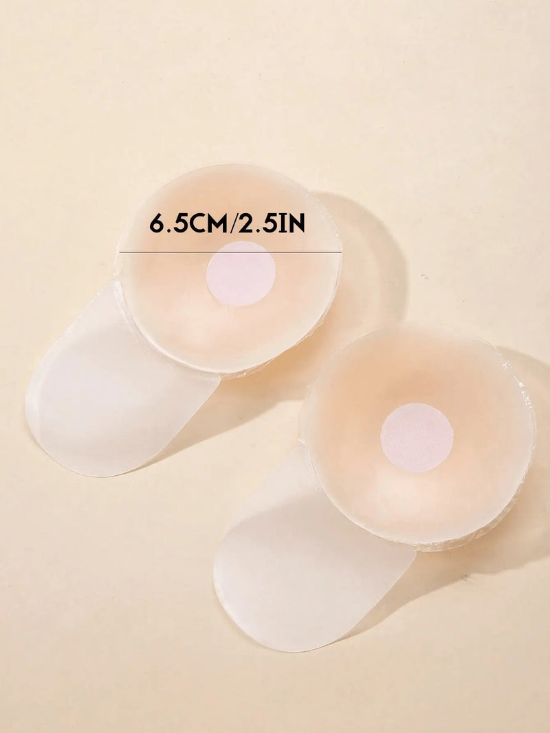 4Pcs 6.5cm Round Silicone Reusable Nipple Covers, Pull-Up Bra Pads, with Pull-On Design, Washable