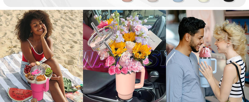 WATERSY 20/30/40oz Tumbler with Handle & Straw, Large Capacity Stainless Steel Thermal Cup, Vacuum Insulated Mug for Car, Travel