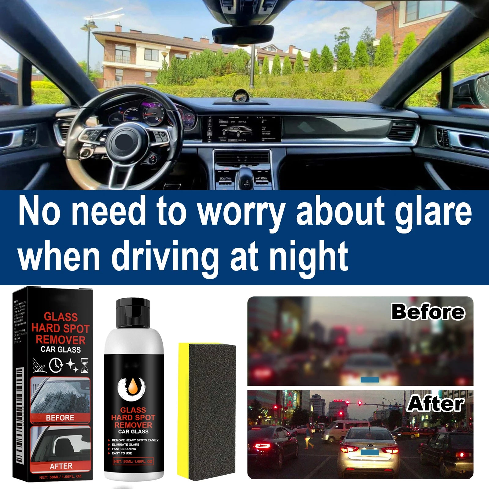 Car Glass Oil Film Cleaner Car Window Cleaning Automobile Windshield Remove Stains Automobile Windscreen Eliminate Greasy Dirt