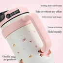 Large Tumbler With Handle And Straw Insulated Cup Holder Bottle For Hot Cold Drink 1000ml Reusable Tumblers Cupholder Iced