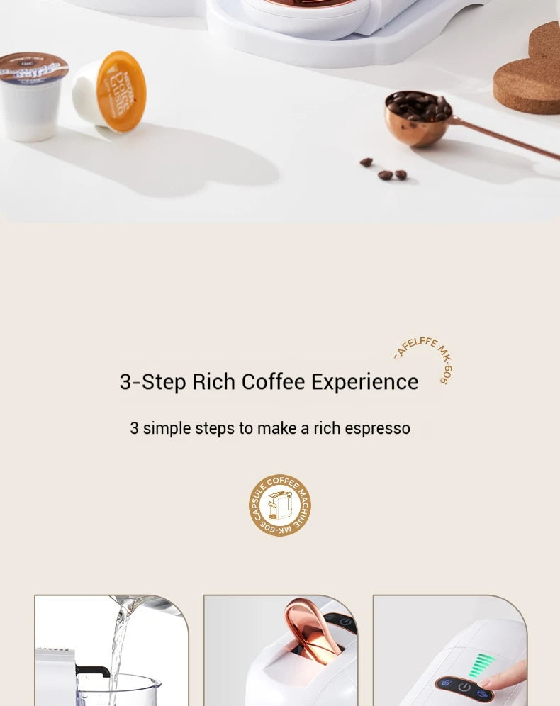 5-in-1 capsule coffee machine, fully automatic small household coffee machine, 7-speed water level hot and cold Italian style ca