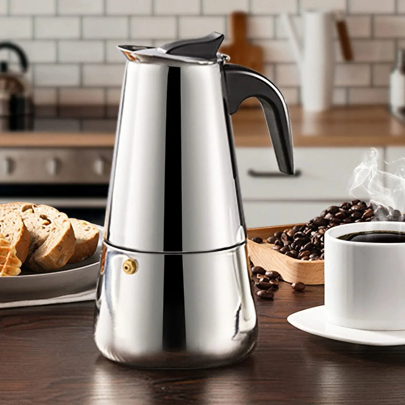 Moka Pot Machine Mocha Latte Pot Stainless Steel Mocha Espresso Coffee for Office Kitchen Italian Coffee Maker 2/4/6/9/12 Cups