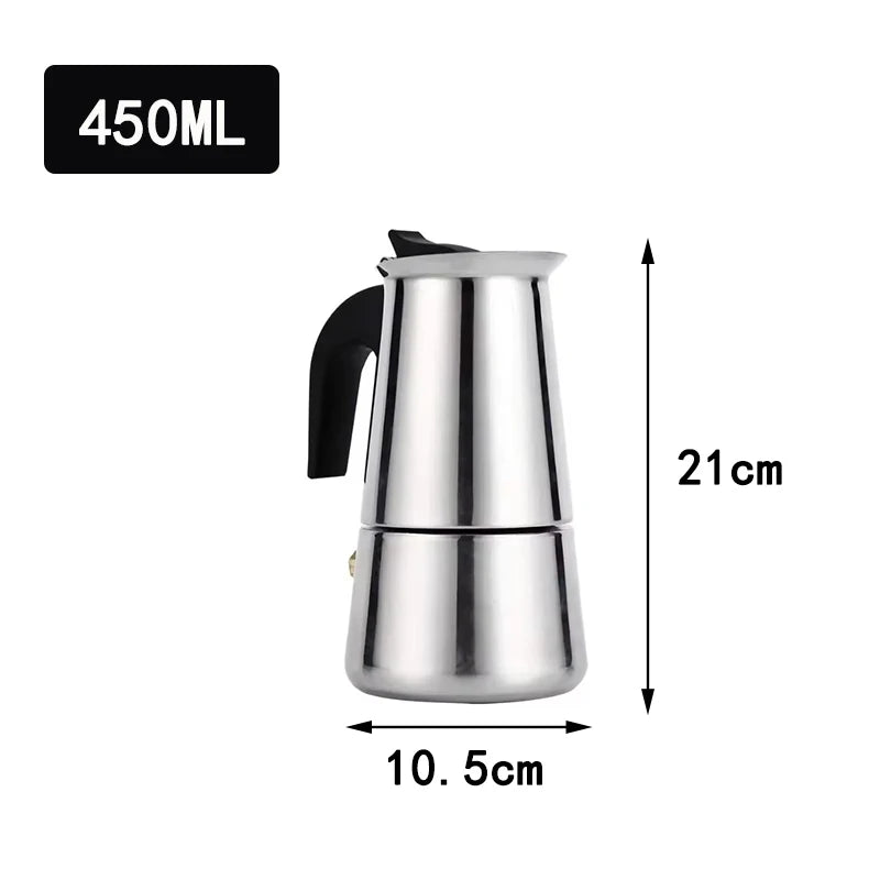 Moka Pot Machine Mocha Latte Pot Stainless Steel Mocha Espresso Coffee for Office Kitchen Italian Coffee Maker 2/4/6/9/12 Cups