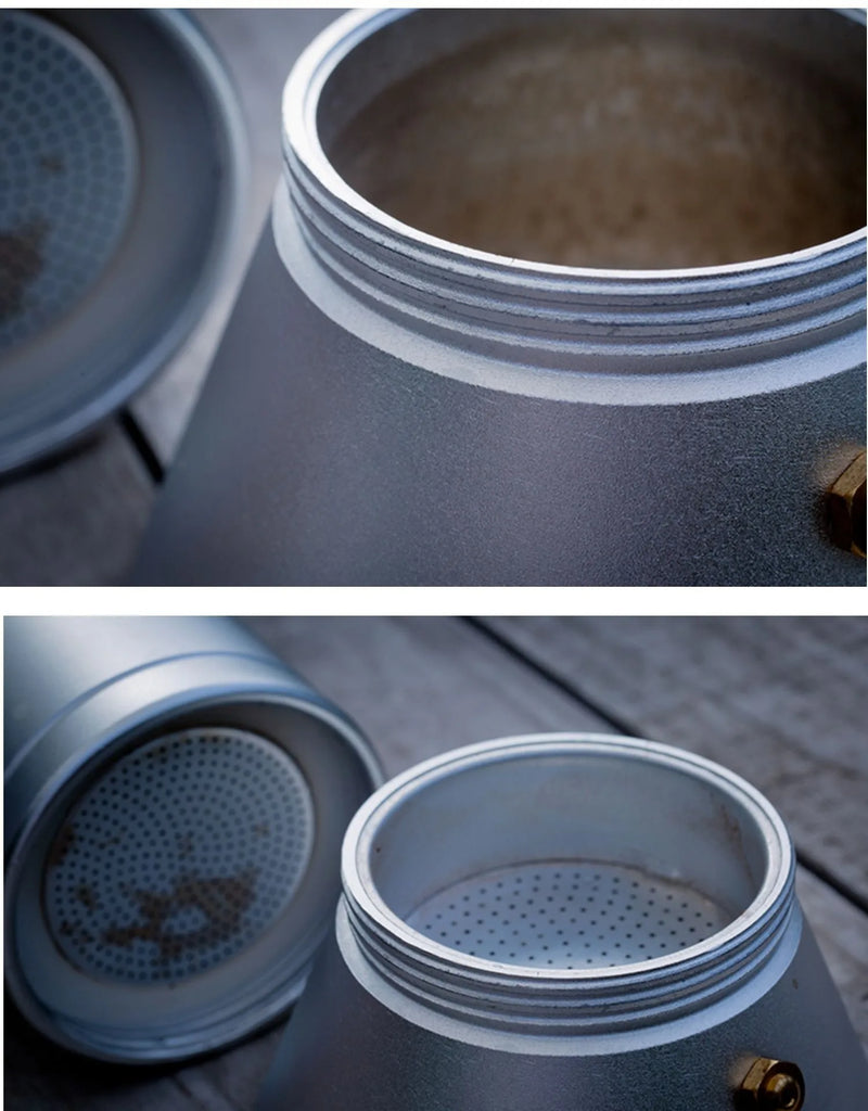 JUSTINLAU Italian Moka Coffee Maker Pot 3/6 Cups Aluminum Coffee Pot for Kitchen Mocha Espresso Latte Stovetop Filter Barista