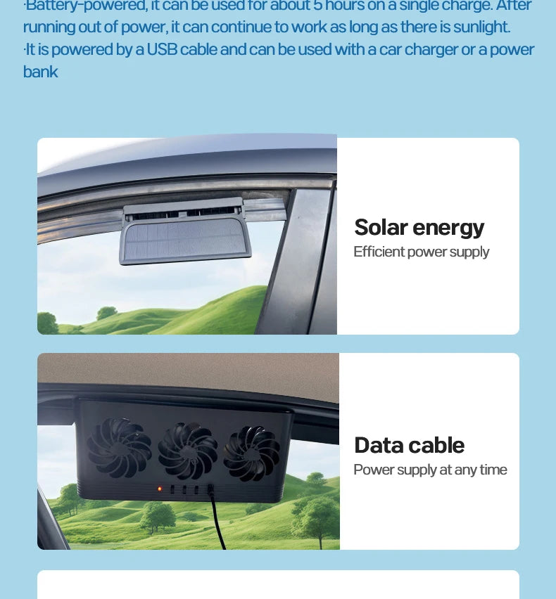 Automobile Exhaust Fan Heat Dissipation Smoke Exhaust Oxygen Cycle Intelligent Tri-Mode Exhaust Fan Automobile Supplies