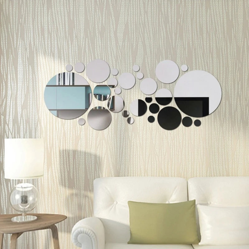 26pcs Round Acrylic Mirror Stickers - Self-Adhesive Removable Bathroom/Kitchen Wall Decor, Shatterproof Tile Art for Ceramic