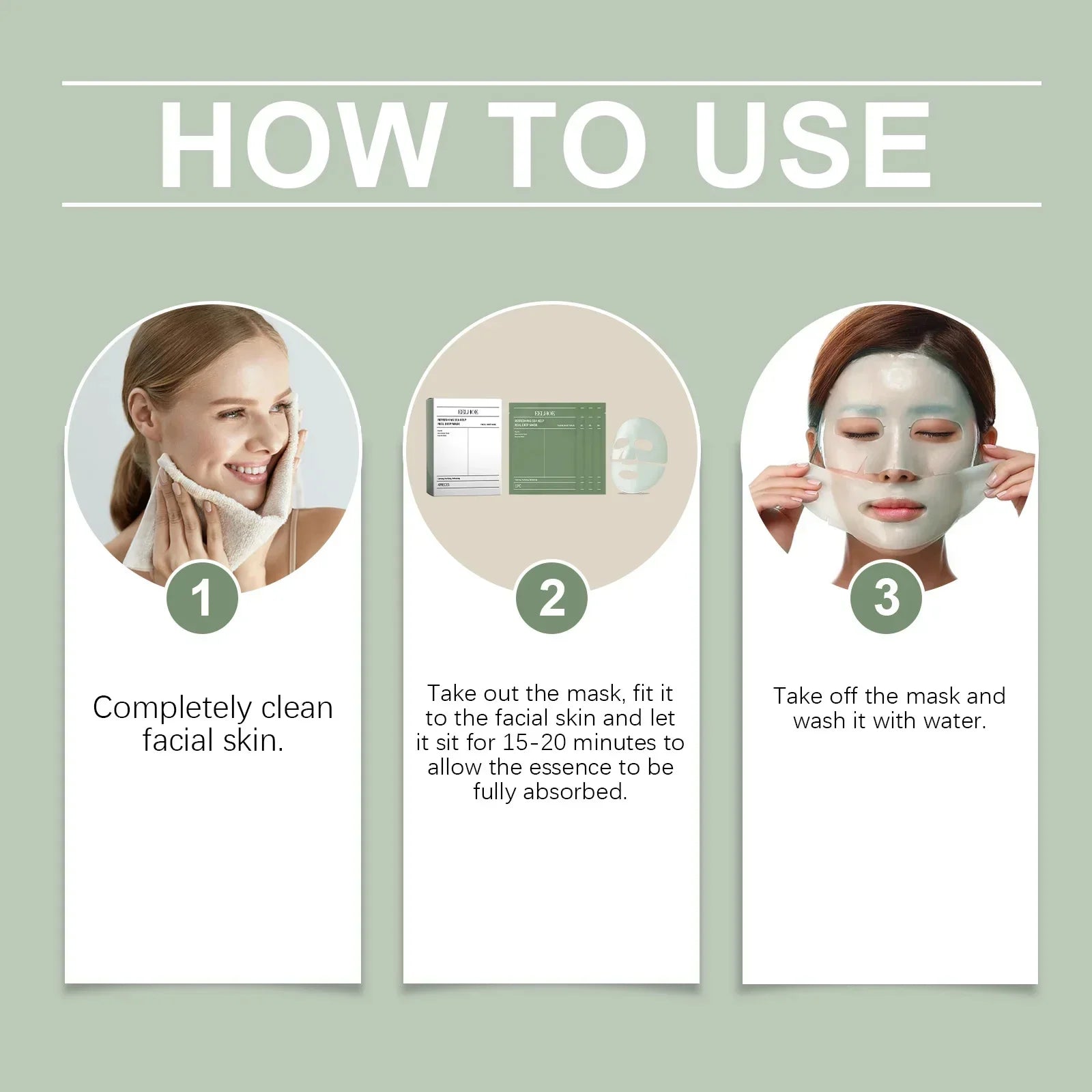 Bio-Collagen Sea Kelp Real Deep Mask Anti-Wrinkle Lifting Mask Hydrolyzed Collagen Collagen Reverse Filming Volume PeelOff Mask