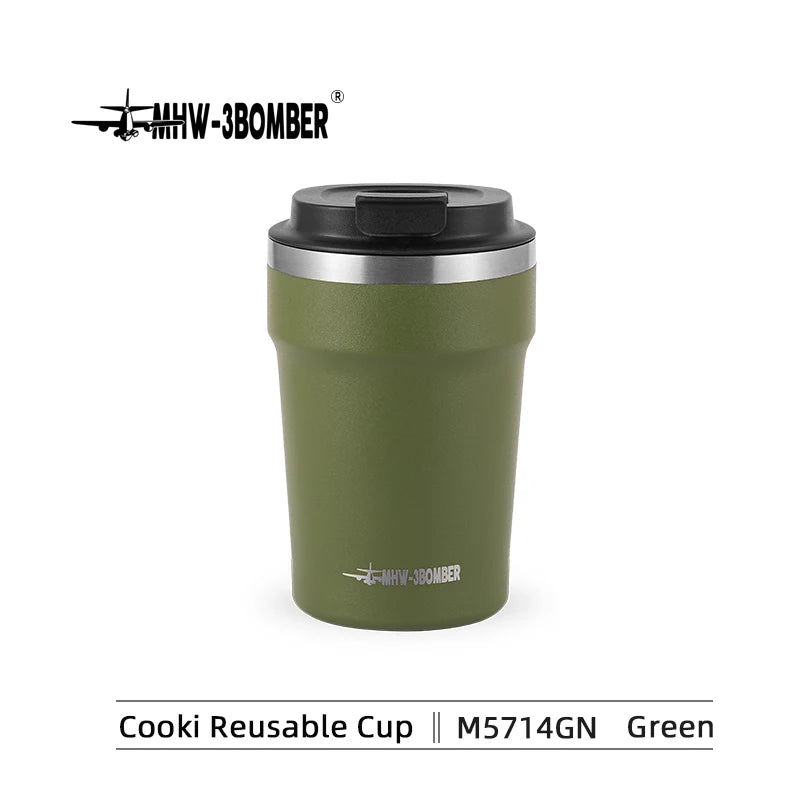 MHW-3BOMBER 360ML Stainless Steel Coffee Tumbler Portable Double Wall Thermal Mugs for Travel Camping Home Coffee Accessories