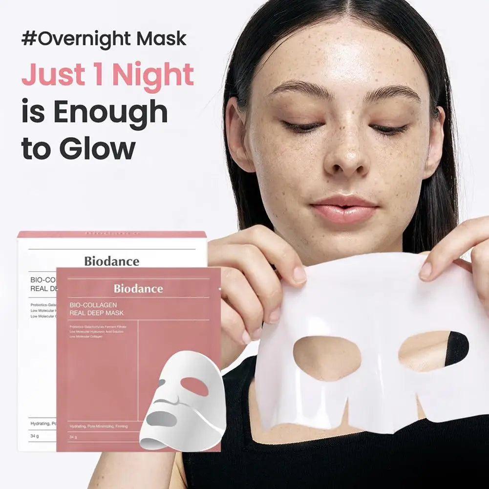Biodance Professional Bio-Collagen Sheet Mask 34g*4pcs Travel Size Cream Mask Pink for Moisturizing Firming Face Made Crystal