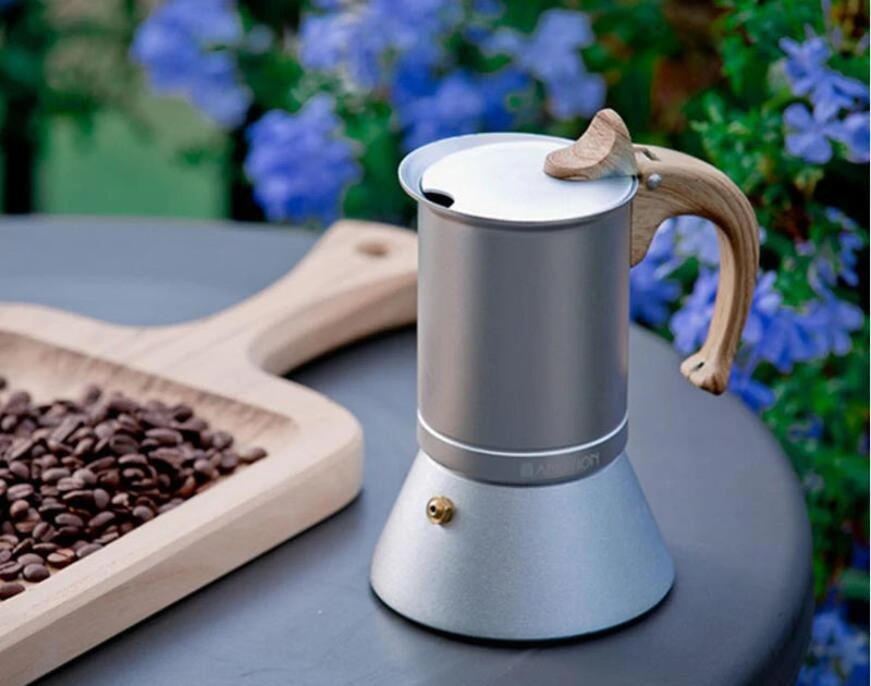 JUSTINLAU Italian Moka Coffee Maker Pot 3/6 Cups Aluminum Coffee Pot for Kitchen Mocha Espresso Latte Stovetop Filter Barista