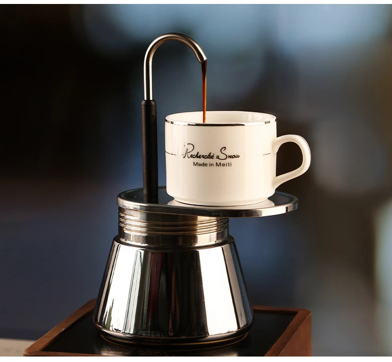 1 2 4Cups Espresso Coffee Maker Stainless Steel Mini Moka Pot With Unique Design