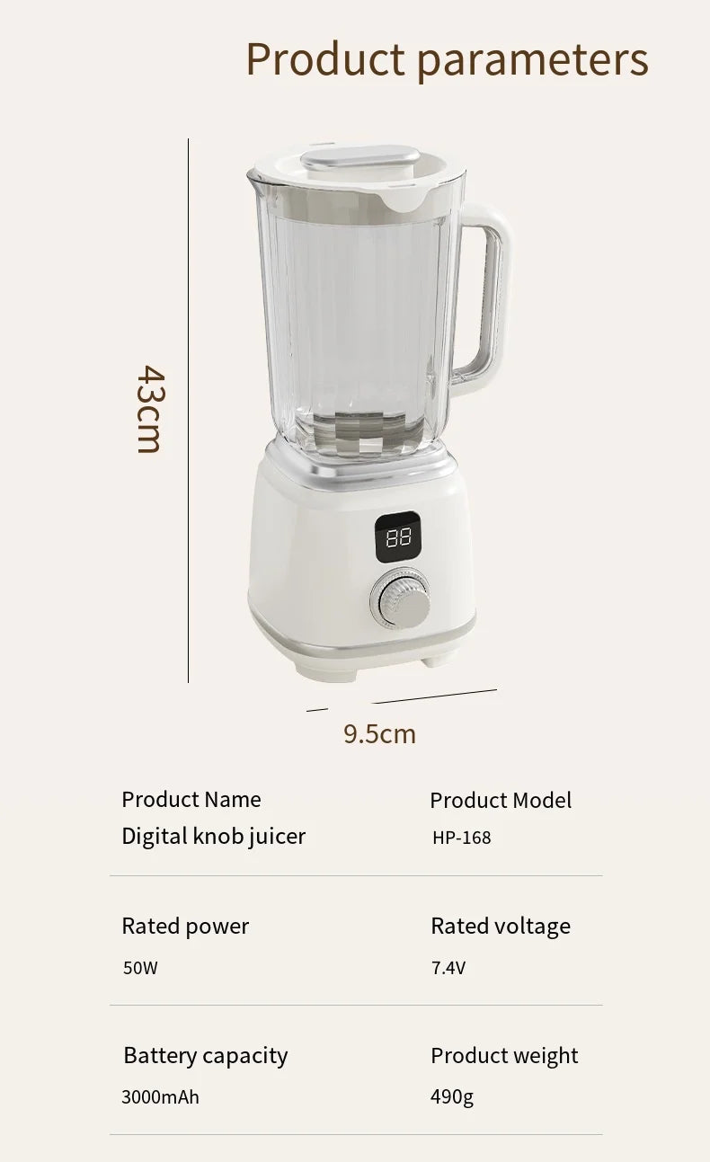 Portable Electric Juicer Blender 600ml USB Charging Fruit Smoothie Maker Lemon Orange Juicing Cup Compact Kitchen Appliance