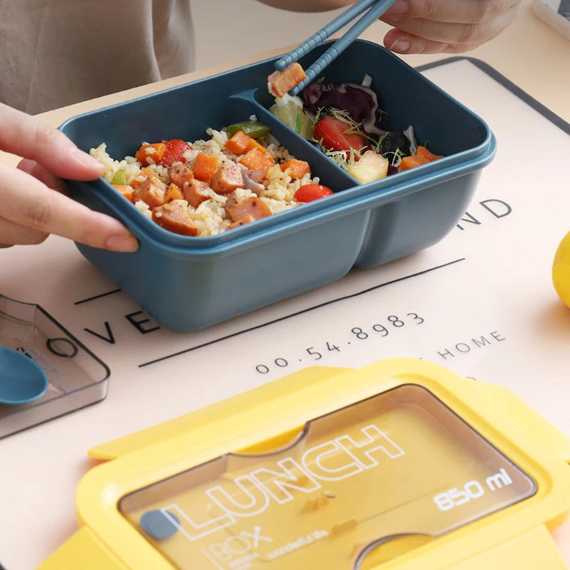 Microwaveable Lunch Box Divided Non-flavored Bento Box Japanese-style Student Adult Office Lunch Box with Meal