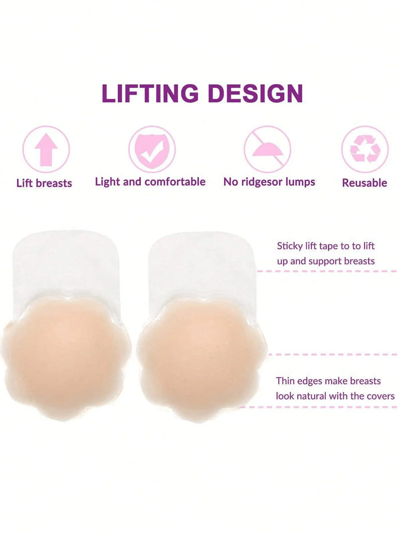 4Pcs 6.5cm Round Silicone Reusable Nipple Covers, Pull-Up Bra Pads, with Pull-On Design, Washable