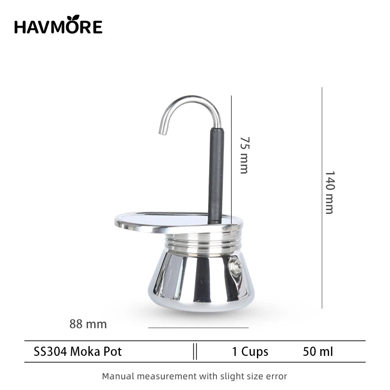 1 2 4Cups Espresso Coffee Maker Stainless Steel Mini Moka Pot With Unique Design