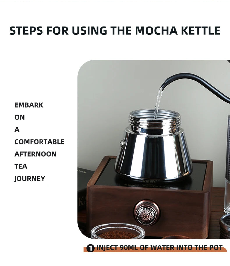 1 2 4Cups Espresso Coffee Maker Stainless Steel Mini Moka Pot With Unique Design