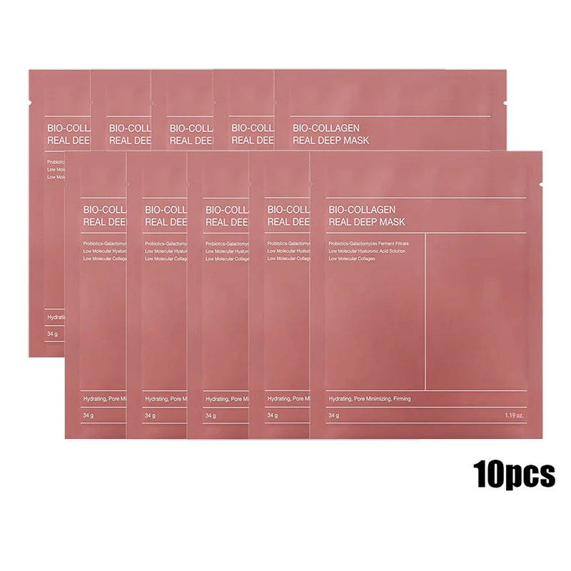 10PCs Absorbable Bio-Collagen Real Deep Mask Night Moisturizing Mask Firming Nourish Brightening Moisturizing Skin Care
