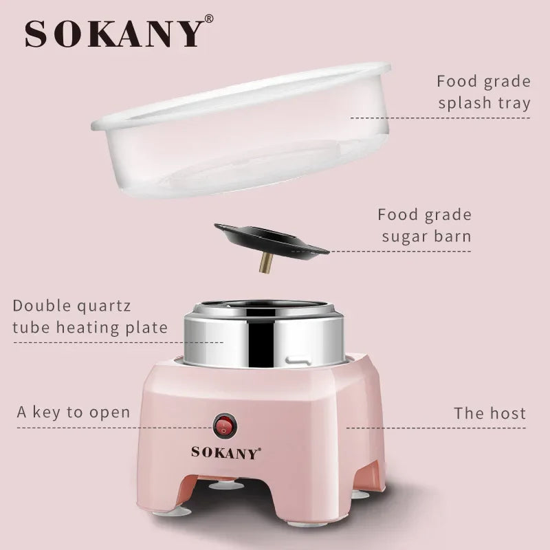 SOKANY 520 Automatic Mini Cotton Candy Maker for Kids, Small Electric Candy Floss Machine