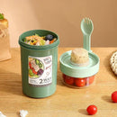Bento Lunch Box Salad Oatmeal Breakfast Double Cup Cereal Nut Yogurt Container Set with Dressing Holder Fork Meal Preparation