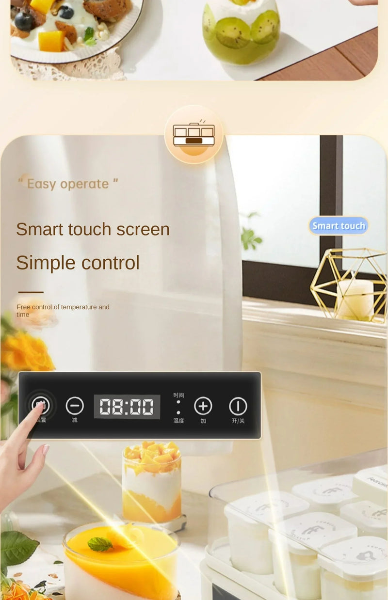 220V Automatic Yogurt Maker with 9 Jars, Perfect for Homemade Pickles, Natto, and Sake, Large Capacity A