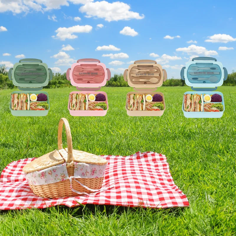 Bento Box Adult Lunch Box, Containers For Adults Men Women With 3 Compartments, Lunchable Food Container Back To School