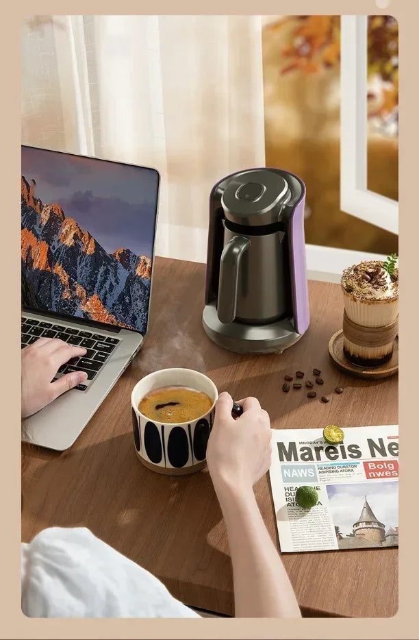 500ml Stainless Steel Moka Pot Coffee Maker Semi-Automatic Turkish Coffee Machine with Thermal Cup for Espresso Brewing